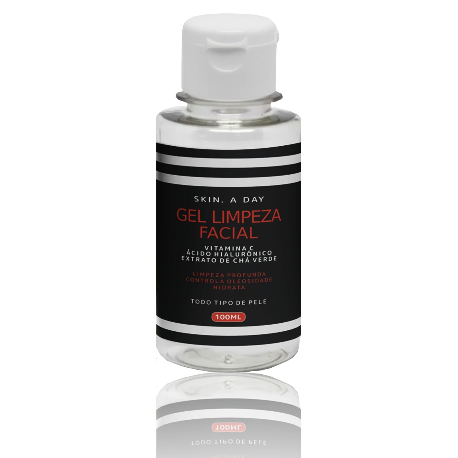 Kit Skincare Facial Skin.A Day – Sérum Clareador Vitamina C 10% Nanoencapsulada, Ácido Hialurônico e Rosa Mosqueta + Gel de Limpeza + Tônico – Luminosidade, Firmeza, Hidratação e Tom Uniforme