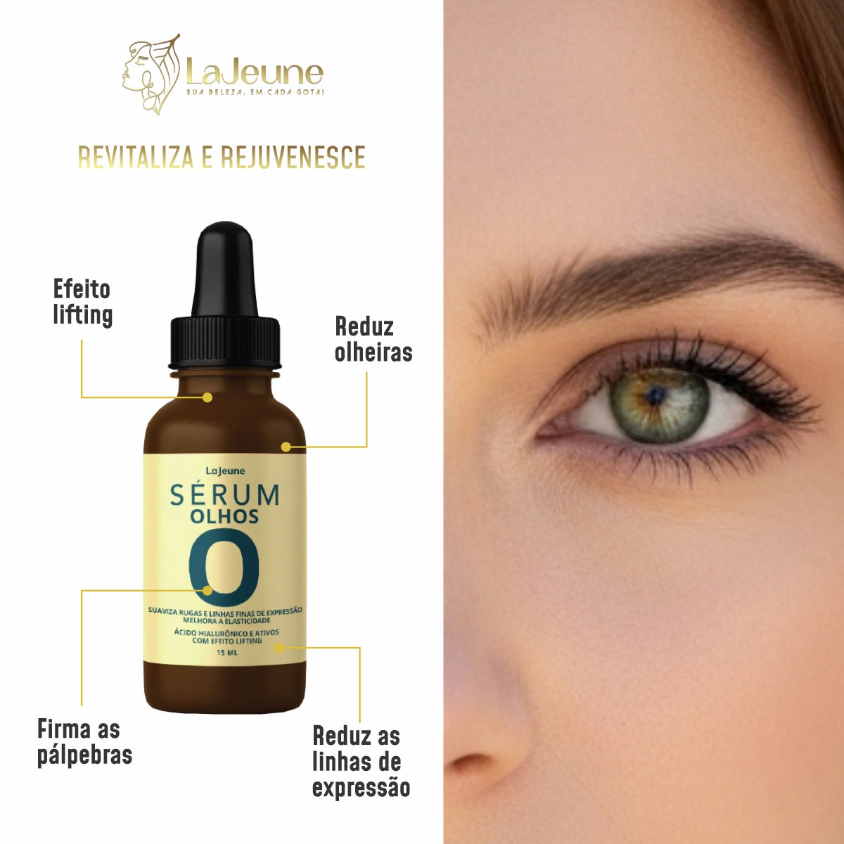 Kit Completo Skincare LaJeune 360° com 6 Produtos – Séruns C, H, Olhos, 11 em 1, Gel de Limpeza e Tônico Facial