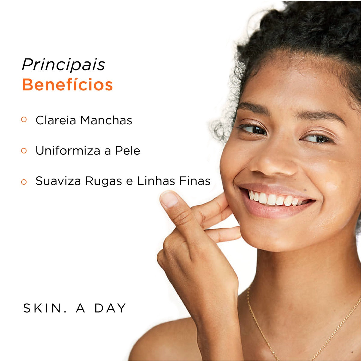 Kit Skincare Facial Skin.A Day – Sérum Clareador Vitamina C 10% Nanoencapsulada, Ácido Hialurônico e Rosa Mosqueta + Gel de Limpeza + Tônico – Luminosidade, Firmeza, Hidratação e Tom Uniforme