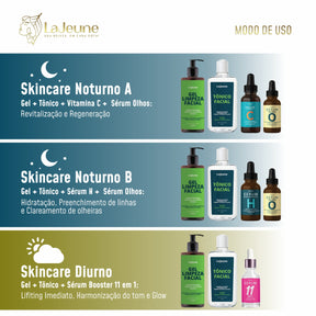 Kit Completo Skincare LaJeune 360° com 6 Produtos – Séruns C, H, Olhos, 11 em 1, Gel de Limpeza e Tônico Facial