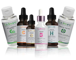 Kit Completo Skincare LaJeune 360° com 6 Produtos – Séruns C, H, Olhos, 11 em 1, Gel de Limpeza e Tônico Facial