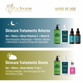 Kit Skincare LaJeune Essência Radiante com Vitamina C, Ácido Hialurônico, Sérum 11 em 1, Gel e Tônico