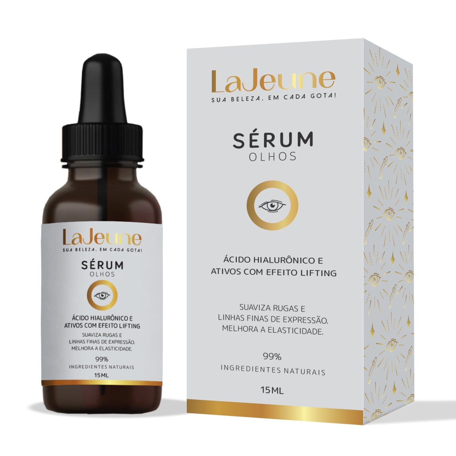Kit 3 Passos Lifiting de Palpebras e Hidratacao  LaJeune com Sérum H, Olhos, Gel de Limpeza e Tônico Facial – Dia & Noite