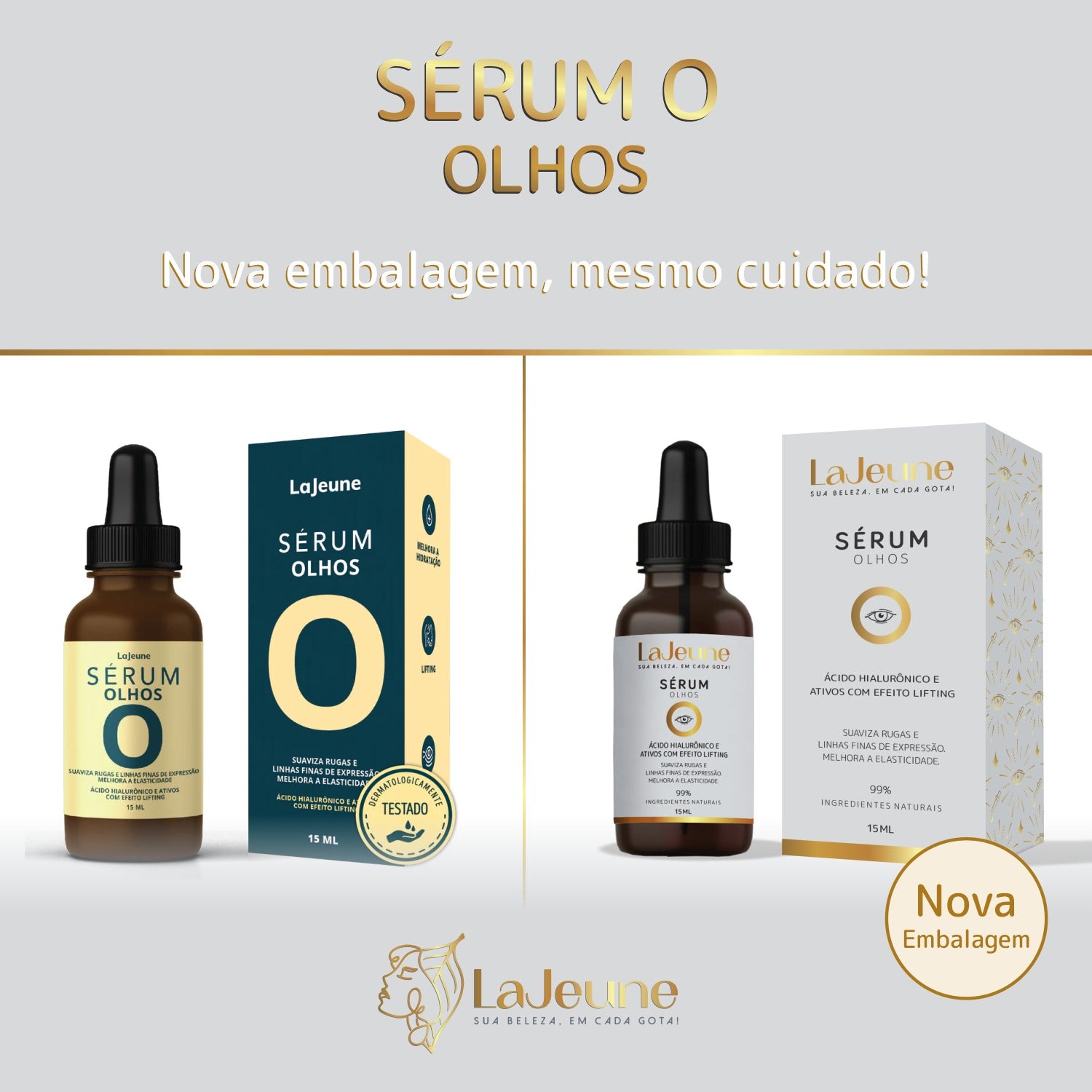 Kit 3 Passos Lifiting de Palpebras e Hidratacao  LaJeune com Sérum H, Olhos, Gel de Limpeza e Tônico Facial – Dia & Noite